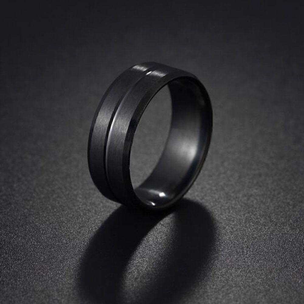 NEW! Men's Minimalist Solid Black Stainless Steel Band Ring Size 9